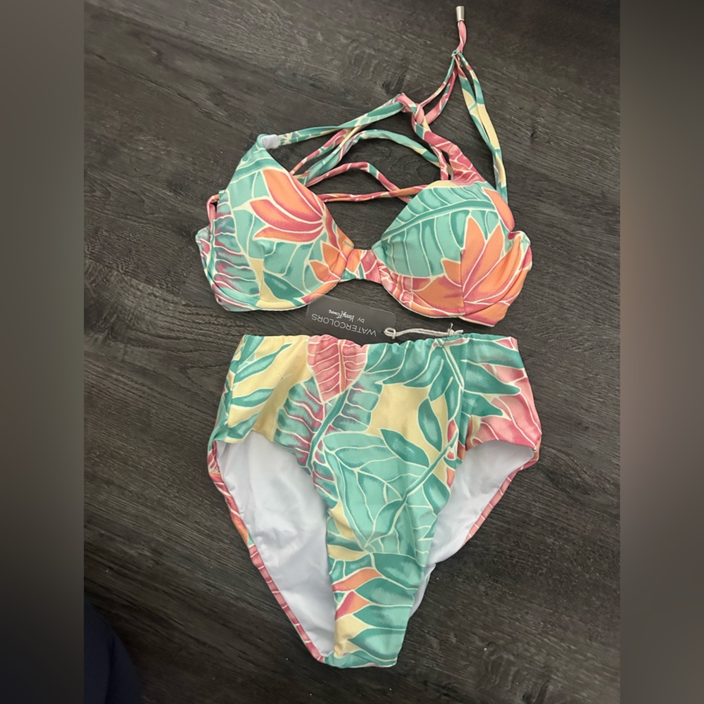 Kenny Flowers Tropical Leaf Bikini - Green and Pink